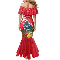 New Zealand Christmas In July Mermaid Dress Tui Bird With Kowhai Meri Kirihimete LT14 - Polynesian Pride