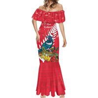 New Zealand Christmas In July Mermaid Dress Tui Bird With Kowhai Meri Kirihimete LT14 - Polynesian Pride