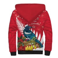 New Zealand Christmas In July Sherpa Hoodie Tui Bird With Kowhai Meri Kirihimete LT14 - Polynesian Pride