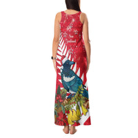 New Zealand Christmas In July Tank Maxi Dress Tui Bird With Kowhai Meri Kirihimete LT14 - Polynesian Pride