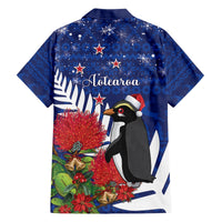 New Zealand Christmas In July Hawaiian Shirt Fiordland Penguin With Pohutukawa Flower LT14 - Polynesian Pride