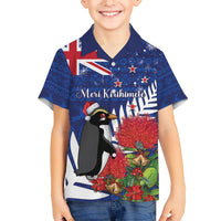 New Zealand Christmas In July Hawaiian Shirt Fiordland Penguin With Pohutukawa Flower LT14 - Polynesian Pride