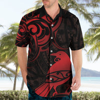 New Zealand Tui Bird Hawaiian Shirt Aotearoa Maori Pattern - Red