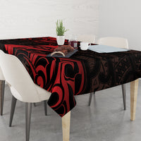 New Zealand Tui Bird Tablecloth Aotearoa Maori Pattern - Red