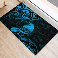 New Zealand Tui Bird Rubber Doormat Aotearoa Maori Pattern - Blue