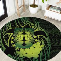 Kia Orana Kuki Airani Round Carpet Cook Islands Tangaroa God Tatau Green