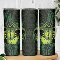 Kia Orana Kuki Airani Skinny Tumbler Cook Islands Tangaroa God Tatau Green