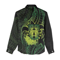 Kia Orana Kuki Airani Women Casual Shirt Cook Islands Tangaroa God Tatau Green