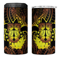 Kia Orana Kuki Airani 4 in 1 Can Cooler Tumbler Cook Islands Tangaroa God Tatau Gold