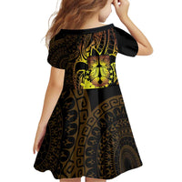 Kia Orana Kuki Airani Family Matching Off Shoulder Short Dress and Hawaiian Shirt Cook Islands Tangaroa God Tatau Gold