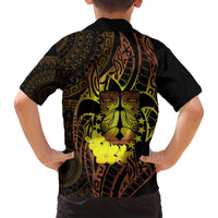 Kia Orana Kuki Airani Family Matching Puletasi and Hawaiian Shirt Cook Islands Tangaroa God Tatau Gold