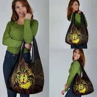 Kia Orana Kuki Airani Grocery Bag Cook Islands Tangaroa God Tatau Gold