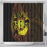 Kia Orana Kuki Airani Shower Curtain Cook Islands Tangaroa God Tatau Gold