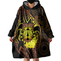 Kia Orana Kuki Airani Wearable Blanket Hoodie Cook Islands Tangaroa God Tatau Gold