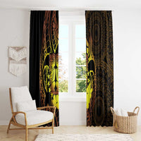 Kia Orana Kuki Airani Window Curtain Cook Islands Tangaroa God Tatau Gold