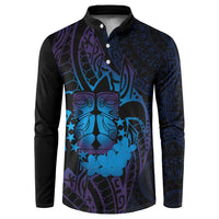 Kia Orana Kuki Airani Button Sweatshirt Cook Islands Tangaroa God Tatau Purple