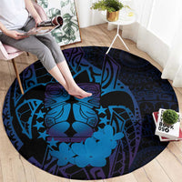 Kia Orana Kuki Airani Round Carpet Cook Islands Tangaroa God Tatau Purple
