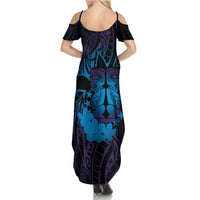 Kia Orana Kuki Airani Summer Maxi Dress Cook Islands Tangaroa God Tatau Purple