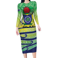 Te Maeva Nui Cook Islands Family Matching Long Sleeve Bodycon Dress and Hawaiian Shirt 60th Independence Anniversary Proud