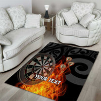 Personalised Aotearoa Darts Area Rug Maori Koru Flaming Dartboard
