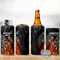 Personalised Aotearoa Darts 4 in 1 Can Cooler Tumbler Maori Koru Flaming Dartboard