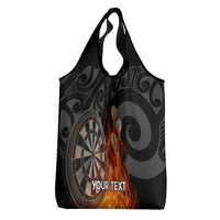 Personalised Aotearoa Darts Grocery Bag Maori Koru Flaming Dartboard