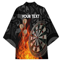 Personalised Aotearoa Darts Kimono Maori Koru Flaming Dartboard - Polynesian Pride