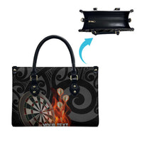 Personalised Aotearoa Darts Leather Bag Maori Koru Flaming Dartboard - Polynesian Pride