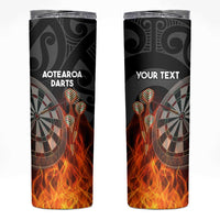 Personalised Aotearoa Darts Skinny Tumbler Maori Koru Flaming Dartboard