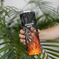 Personalised Aotearoa Darts Skinny Tumbler Maori Koru Flaming Dartboard