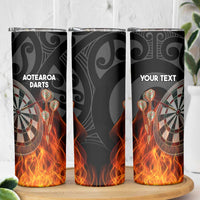 Personalised Aotearoa Darts Skinny Tumbler Maori Koru Flaming Dartboard