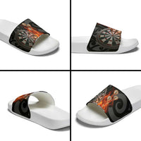 Personalised Aotearoa Darts Slide Sandals Maori Koru Flaming Dartboard - Polynesian Pride