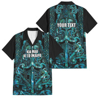 Maori Language Week Personalised Family Matching Off Shoulder Maxi Dress and Hawaiian Shirt Kia Mau Ki To Ukaipo Paua Shell Color LT14 Dad's Shirt - Short Sleeve Turquoise - Polynesian Pride