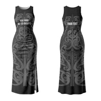 Maori Language Week Personalised Couples Matching Tank Maxi Dress and Long Sleeve Button Shirt Kia Mau Ki To Ukaipo Grey Color LT14 - Polynesian Pride