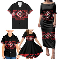 Aotearoa Atua Tumatauenga Personalised Family Matching Puletasi and Hawaiian Shirt Maori God Of War Taniko Motifs LT14 - Polynesian Pride