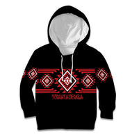 Aotearoa Atua Tumatauenga Personalised Kid Hoodie Maori God Of War Taniko Motifs LT14 Hoodie Red - Polynesian Pride