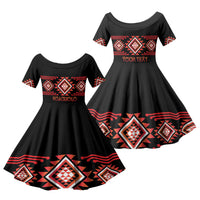 Aotearoa Atua Ruaumoko Personalised Family Matching Mermaid Dress and Hawaiian Shirt Maori Powerful God Taniko Motifs LT14 Daughter's Dress Orange - Polynesian Pride