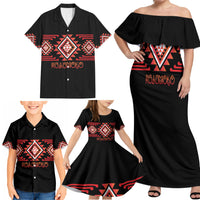 Aotearoa Atua Ruaumoko Personalised Family Matching Off Shoulder Maxi Dress and Hawaiian Shirt Maori Powerful God Taniko Motifs LT14 - Polynesian Pride