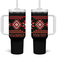 Aotearoa Atua Ruaumoko Personalised Tumbler With Handle Maori Powerful God Taniko Motifs LT14 One Size: 40 oz Orange - Polynesian Pride