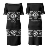 Aotearoa Atua Rehua Personalised Family Matching Puletasi and Hawaiian Shirt Maori God Of Healing Taniko Motifs LT14 Mom's Dress Grey - Polynesian Pride