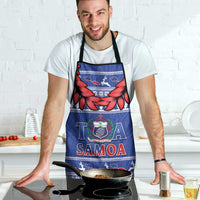 Toa Samoa Rugby Christmas Apron Ula Fala Samoan Pattern Blue - Polynesian Pride