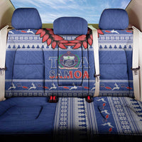 Toa Samoa Rugby Christmas Back Car Seat Cover Ula Fala Samoan Pattern Blue - Polynesian Pride
