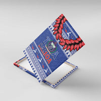 Toa Samoa Rugby Christmas Canvas Wall Art Ula Fala Samoan Pattern Blue - Polynesian Pride