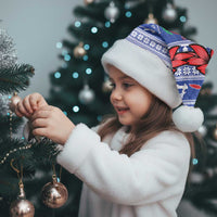 Toa Samoa Rugby Christmas Santa Hat Ula Fala Samoan Pattern Blue - Polynesian Pride