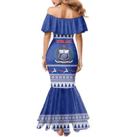 Personalised Toa Samoa Rugby Christmas Family Matching Mermaid Dress and Hawaiian Shirt Ula Fala Samoan Pattern Blue LT14 - Polynesian Pride