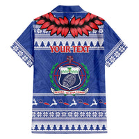 Personalised Toa Samoa Rugby Christmas Family Matching Off Shoulder Maxi Dress and Hawaiian Shirt Ula Fala Samoan Pattern Blue - Polynesian Pride