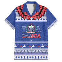 Personalised Toa Samoa Rugby Christmas Family Matching Puletasi and Hawaiian Shirt Ula Fala Samoan Pattern Blue - Polynesian Pride