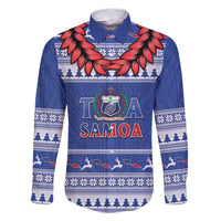 Personalised Toa Samoa Rugby Christmas Family Matching Puletasi and Hawaiian Shirt Ula Fala Samoan Pattern Blue - Polynesian Pride