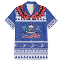 Personalised Toa Samoa Rugby Christmas Family Matching Summer Maxi Dress and Hawaiian Shirt Ula Fala Samoan Pattern Blue - Polynesian Pride