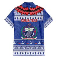 Personalised Toa Samoa Rugby Christmas Hawaiian Shirt Ula Fala Samoan Pattern Blue - Polynesian Pride